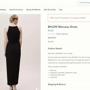 BHLDN Like New Marceau Dress Navy Size 4